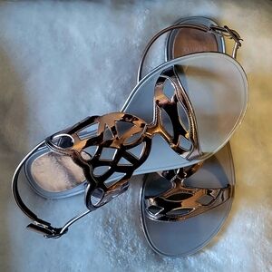 Stuart Weitzman Silver Cutout Sandals